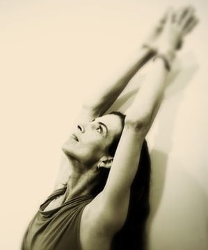 A woman stretching